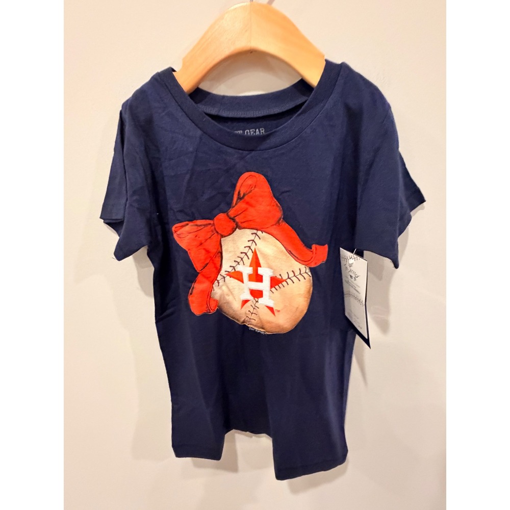 Tiny Turnip Houston Astros Bow Baseball Tee Girls 5T NWT - Picture 1 of 6